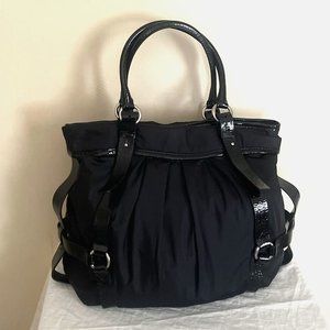 COLE HAAN Kyle Nylon Patent Leather &Tote Bag XL EUC